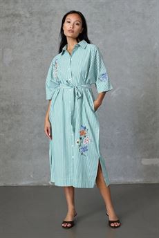 LOVE & DIVINE KJOLE, LOVE1605, GREEN STRIPES